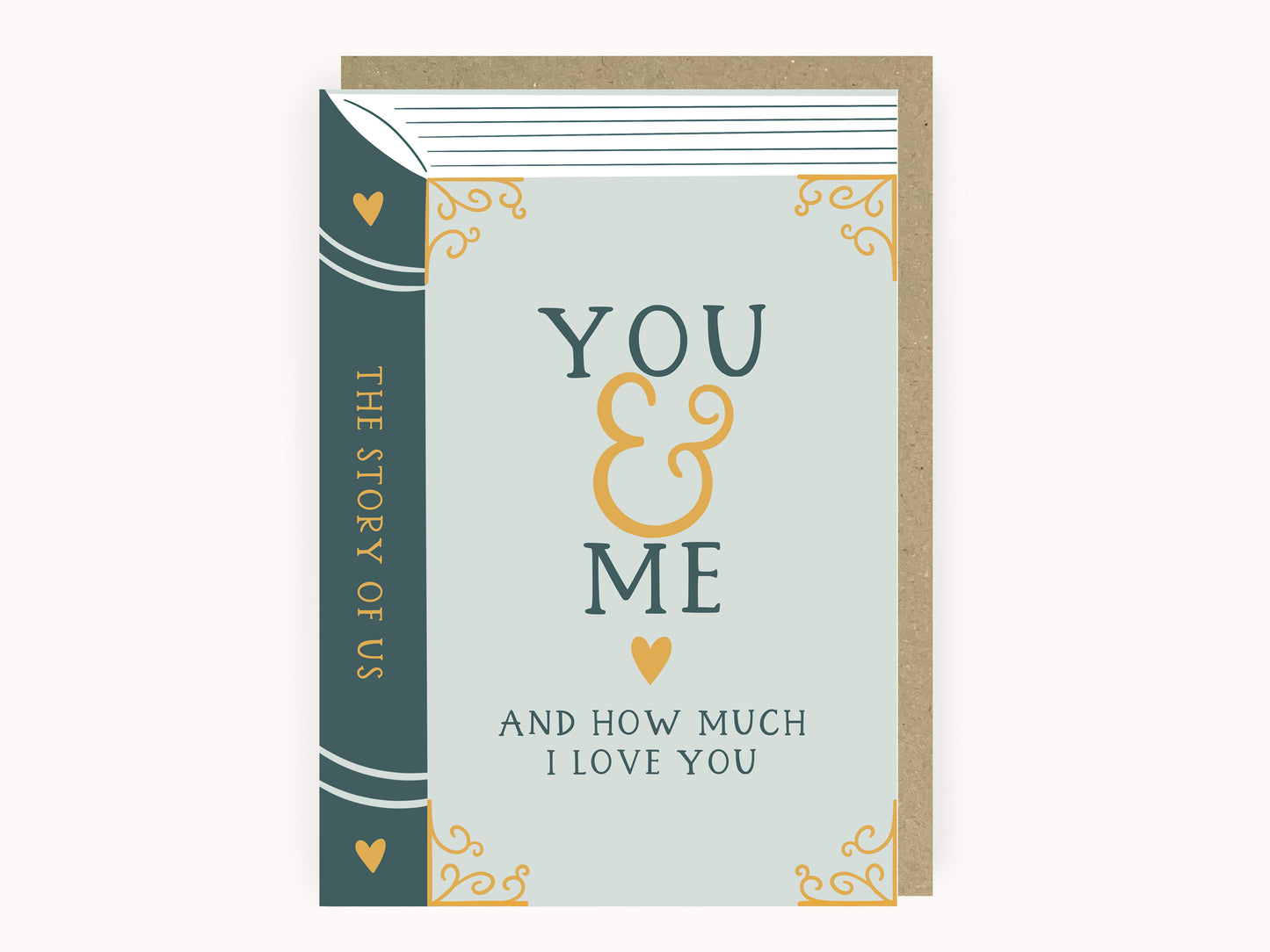 You and Me and how much I love you book style anniversary card by abbie imagine