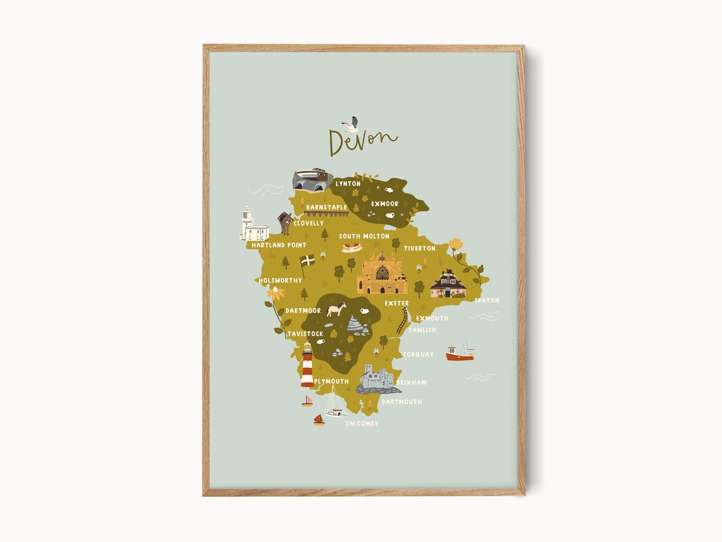 Devon Illustrated Map Print