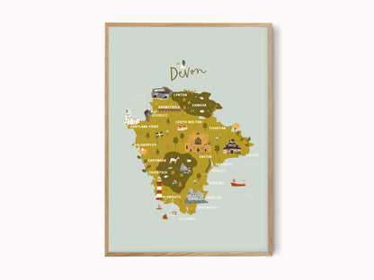 Devon Illustrated Map Print