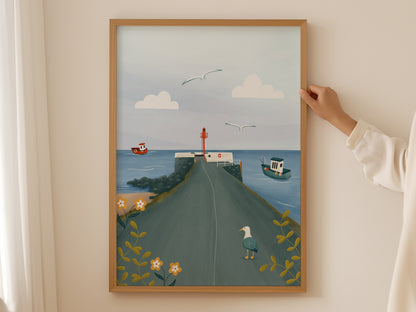 Banjo Pier Illustrated Print