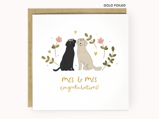 Mrs and Mrs Wedding Card with labradors seconds sale by Abbie Imagine