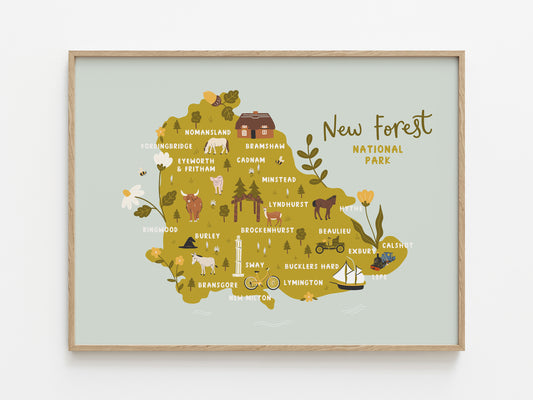 New Forest Illustrated Map Print