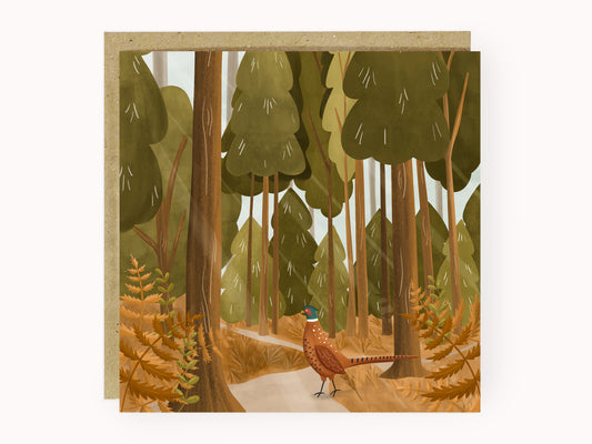 Pheasant in the Forest Illustrated Card