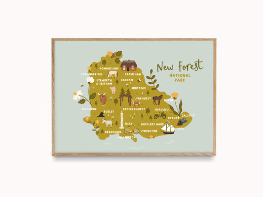 New Forest Illustrated Map Print