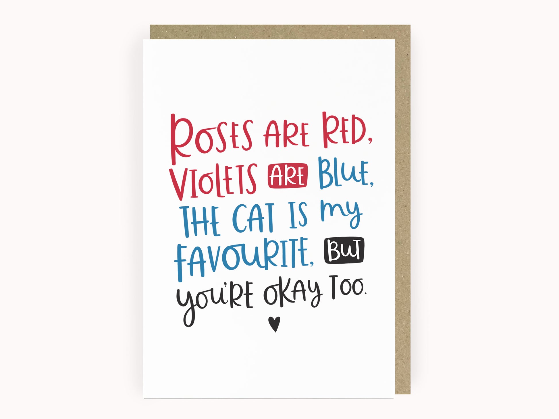 Roses are red the cat is my favourite funny anniversary love card by abbie imagine