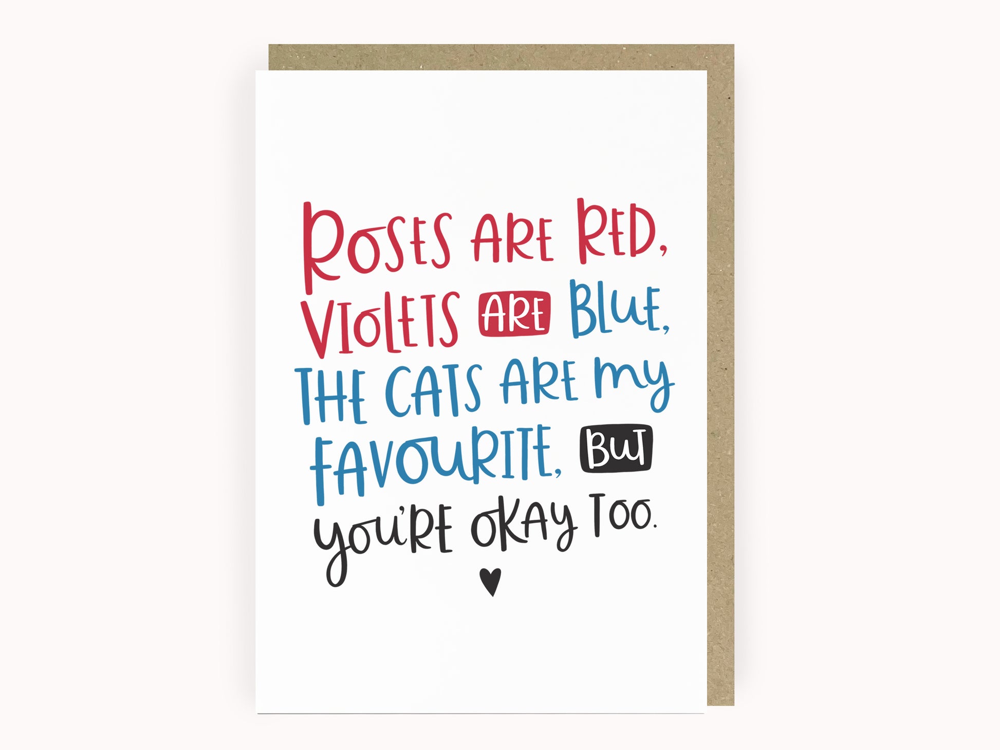 Roses are red the cats are my favourite funny anniversary love card by abbie imagine